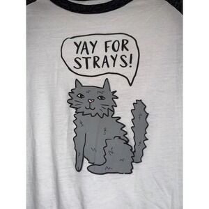 BOBS from Skechers Women's Yay For Strays Cat Baseball Tee Shirt Size M